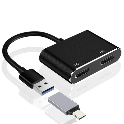 Adaptateur USB 3.0 vers double HDMI pour Triple affichage, convertisseur USB C, Port d'affichage pour MacBook Air 13 Surface Pro 4