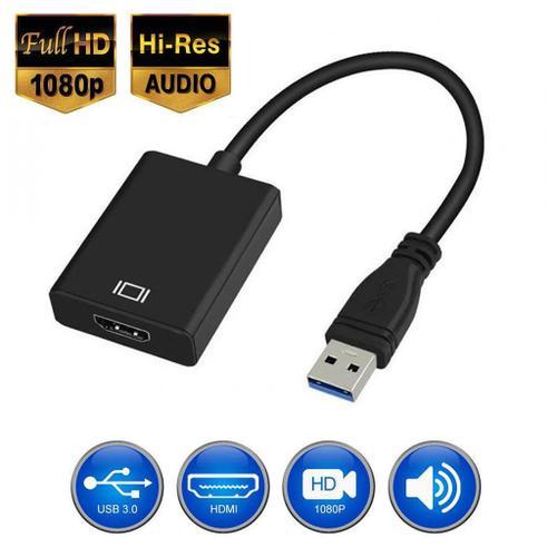 Adaptateur USB 3.0 vers HDMI Adaptateur de cble vido HD 1080P avec sortie audio Hub USB 23