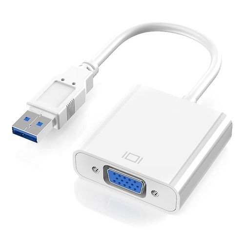 Adaptateur USB 3.0 vers VGA Carte vido externe Convertisseur multi-affichage pour Win 7/8/10 Projecteur de moniteur dordinateur portable (blanc)
