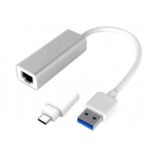 Adaptateur USB 3 mtal Gigabit + Convert. USB Type C