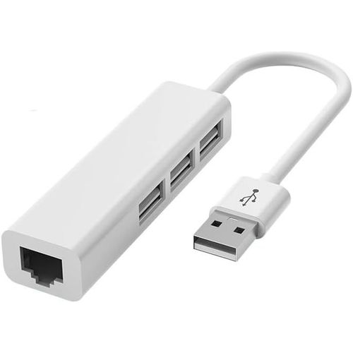 Adaptateur USB A vers 3 x USB A et RJ45 Ethernet LAN Cble Hub Cble Mac USB-A Rseau pour ordinateur portable, PC, MacBook