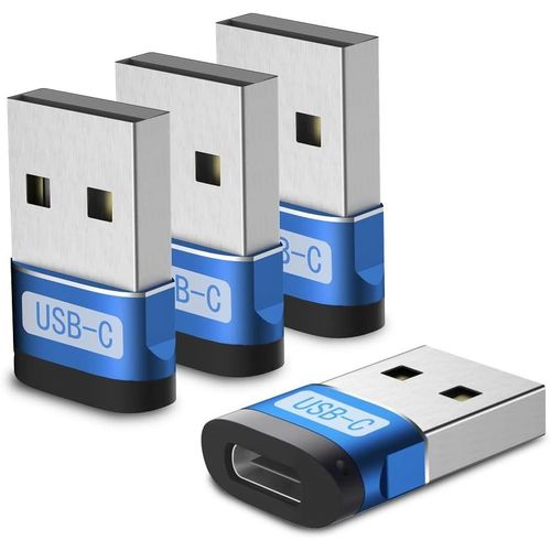 Adaptateur USB A vers USB C,Pack de 4 Convertisseurs TypeC vers A,Adaptateur USB Type C Femelle vers USB OTG pour MacBook Pro 2015/2013,Air,Ordinateurs Portables,Chargeurs muraux etc