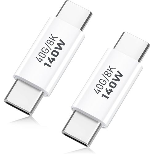 Adaptateur USB C 40 Gbps (Pack de 2), Adaptateur USB C mle vers mle Adaptateur USB 4.0 Type C Connecteur de Transfert de donnes Compatible pour iPhone 15, Thunderbolt 3, Samsung, MacBook