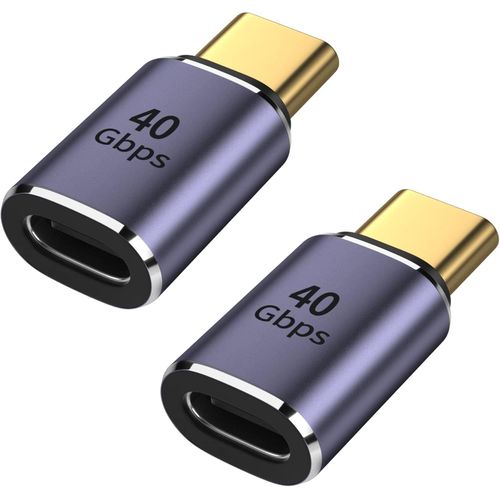 Adaptateur USB C 40gbps,Adaptateur USB C Mle vers Femelle Angle Droit Adaptateur USB 4.0 Type C Connecteur,Thunderbolt 3/4,100W Support de Charge Rapide 8K@60HZ Video