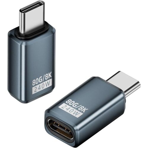 Adaptateur Usb C 90 240 W, Pd 3.1, 80 Gbps, Type C Mle Vers Femelle, Prise En Charge De La Vido 8K @ 60 Hz Pour Thunderbolt 5/4/3, Macbook, Galaxy (2 Pices) (M  F (Gris)[GBP6275430]