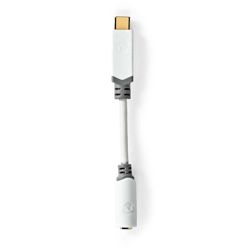 Adaptateur USB-C | Cble USB 2.0 | USB-C mle | 3,5 mm Femelle | 0,10 m | Rond | Plaqu or | PVC | Blanc | Serrure
