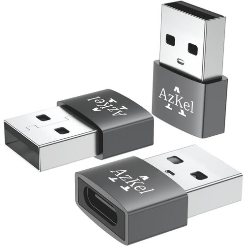 Adaptateur USB C Femelle vers USB Mle [Lot de 3], Chargeur USB C 3.0 vers USB A 2.0, OTG Aluminium Charge Rapide/Data Sync compatible Macbook, iPad, iOS, Galaxy Tab, Android, PC, Notebook, gris