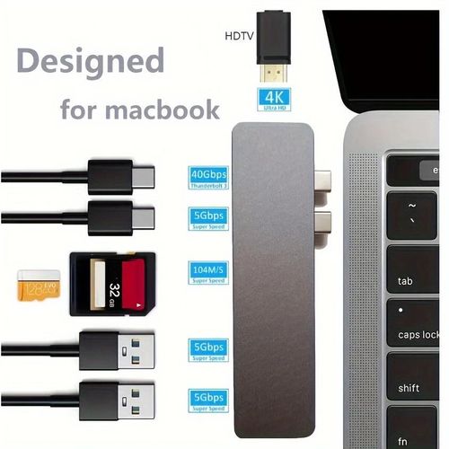 Adaptateur USB C HDTV Conu Hub pour MacBook Pro/Air M1 M2 2022 2021 2020 13 15 16,7 en 21Accessoires d'adaptateur multiport USB Mac avec 4K,2 USB3.0,TF / SD,donnes USB-C,100W et 40Gbps Thunderbolt 3