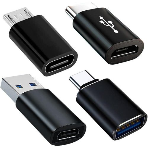 Adaptateur USB C (Lot de 4), Adaptateur USB C vers USB 3.0, Adaptateur Micro-USB vers USB-C, Adaptateur USB vers USB-C Compatible avec Huawei Samsung Galaxy S22 S21 S20 Pixel Xiaomi MacBook Pro