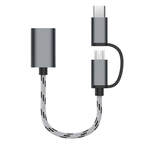 Adaptateur USB C/Micro USB vers USB Gray CLAMP, convertisseur Micro USB/USB-C vers USB 3.0, cble adaptateur OTG compatible avec MacBook, tlphones Android et plus encore.