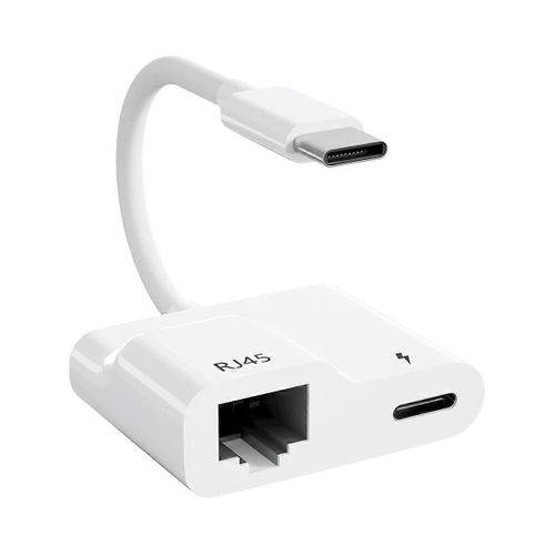 Adaptateur USB C vers Ethernet, Adaptateur LAN USB Type C vers RJ45 Gigabit Ethernet avec chargeur 60 W, pour /P