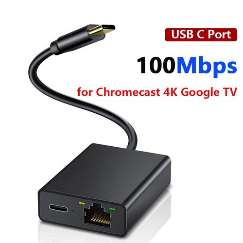 Adaptateur USB C vers Ethernet Electop 1000Mbps pour Chromecast avec Google TV carte rseau Ethernet type-c vers RJ45 pour tablette d'ordinateur portable - Type 100Mbps