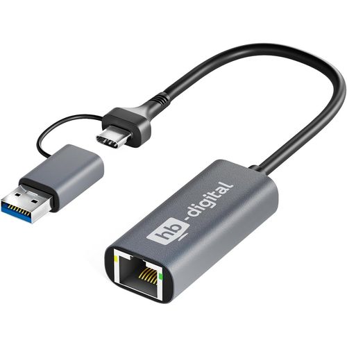Adaptateur Usb-C Vers Ethernet Rj45 Gigabit Lan Adaptateur Rseau Botier En Aluminium Prend En Charge 1000 Mbps 1 Gbps Usb 3.0 Compatible Avec Adaptateur Usb-A Cble De Donnes Cble