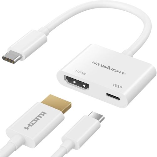 Adaptateur USB C vers HDMI,2 en 1 HDMI vers USB C avec HDMI 4K @ 60 Hz,PD 100 W,Charge Rapide,Adaptateur de Type C vers HDMI Compatible avec Dell,HP,MacBook Pro/Air,iPad Pro,iPhone.[W370]