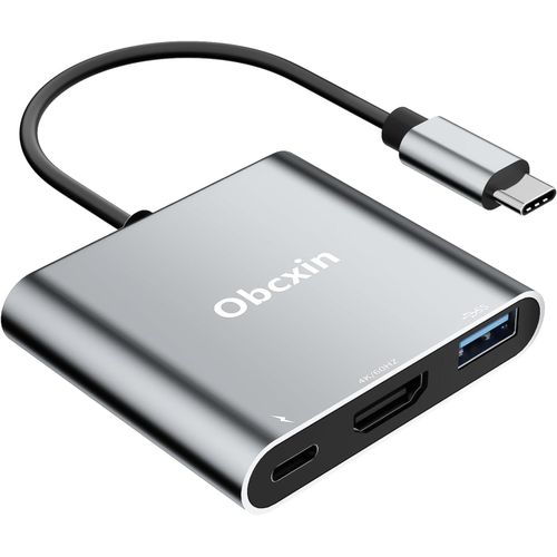 Adaptateur USB C vers HDMI 4K@60Hz,3 en1 Multiport Adapter USB C avec HDMI,PD Charge 100W,USB 3.0 hub pour MacBook Pro/Air,iPad,Laptop,Samung,Surface etc