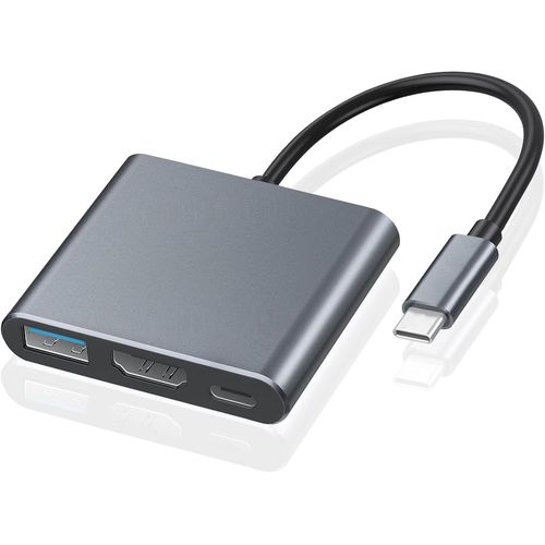 Adaptateur Usb C Vers Hdmi, Adaptateur Usb C Vers Hdmi 3 En 1 Multi-Ports, Prend En Charge Les Rsolutions Vido Jusqu' 4K Uhd, Convient Pour Souris Clavier Tv Cl Usb Ordinateur[Video1303]