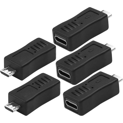 Adaptateur USB-C vers Micro USB Adaptateur USB-C Femelle vers Micro USB mle Adaptateur USB-C vers Micro 5-Pin Plug Connection Adapter,Supports Camera Phone PC Charging Transfer 5pcs