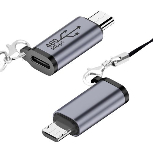 Adaptateur USB C vers Micro USB (Lot de 2), Adaptateur Type-C Femelle vers Micro USB Mle Compatible avec Samsung Galaxy S8/S8+ et Les Priphriques Micro USB.[F615]
