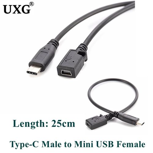 Adaptateur USB C vers Mini USB Type C femelle vers Mini USB mle,cble 25cm,connecteur pour GoPro MP3 plus tard- UC-019[D830]