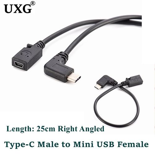 Adaptateur USB C vers Mini USB Type C femelle vers Mini USB mle,cble 25cm,connecteur pour GoPro MP3 plus tard- UC-019-RI[A]