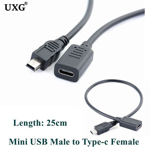 Adaptateur USB C vers Mini USB Type C femelle vers Mini USB mle,cble 25cm,connecteur pour GoPro MP3 plus tard- UC-020[E308]