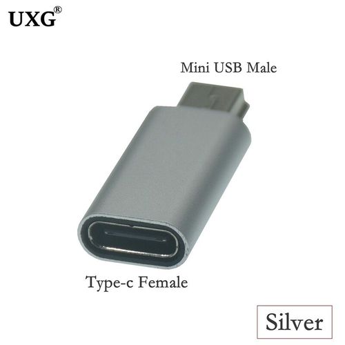 Adaptateur USB C vers Mini USB Type C femelle vers Mini USB mle,cble 25cm,connecteur pour GoPro MP3 plus tard- UC-114 Silver