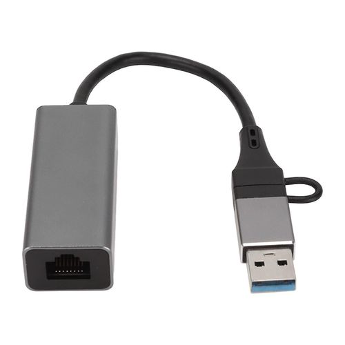 Adaptateur USB C vers RJ45, adaptateur USB vers Ethernet RJ45 gris argent pour PC portables, prise en charge de 10/100/1000 Mbps, puce stable