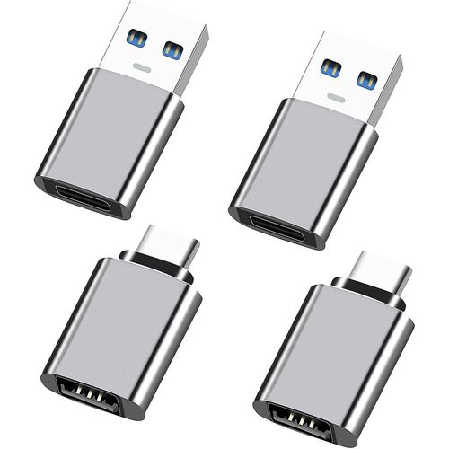 Adaptateur USB C vers USB (2 Pack) & Adaptateur USB vers USB C (Pack de 2), adaptateur USB-A vers USB-C Adaptateur USB-C vers USB-A compatible pour Ipad Airpods Ordinateur portable Pc Mac