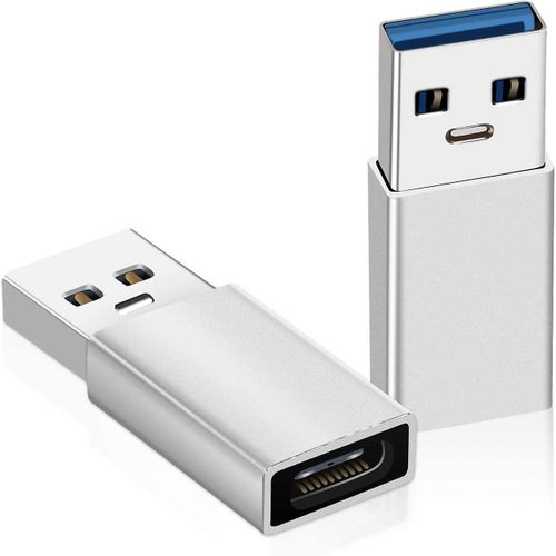 Adaptateur USB C vers USB A (lot de 2), transfert de donnes 5 Gbit/s, compatible avec iPhone 12, Plug and Play, design durable