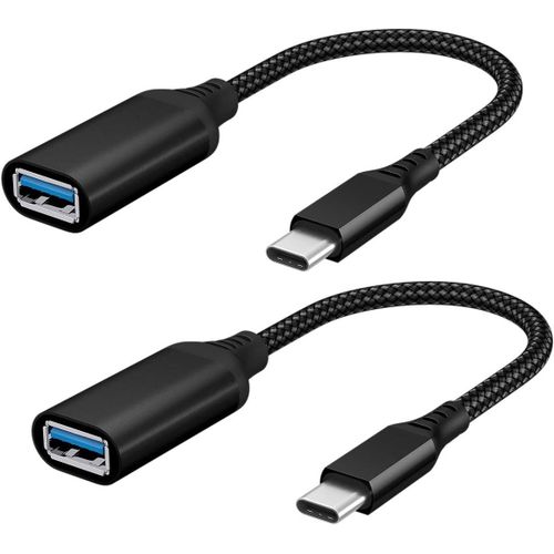 Adaptateur USB C vers USB, Lot de 2 Adaptateur USB Type-C vers USB, Adaptateur Thunderbolt 3 vers USB Femelle OTG Compatible avec MacBook Pro/Air, iMac iPad Mini 6, Noir