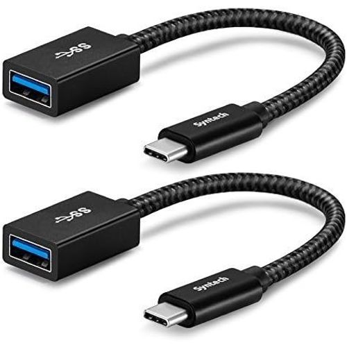 Adaptateur USB C vers USB (Lot de 2), convertir USB-C (Soutien Thunderbolt 3) Male en USB A 3.1/3.0/2.0 Femelle avec USB OTG Compatible avec iPhone 15 Pro Max, MacBook Pro, Galaxy S9/S8, Dell XPS