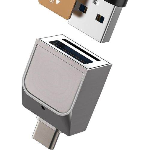 Adaptateur USB C vers USB Micro SD Lecteur Carte (2 en 1) pour iPhone 16 15 Pro Card Reader Compatible avec Samsung pour Apple Mmoires Externes Compact Flash OTG TF Type C Accessoires D'ordinateur