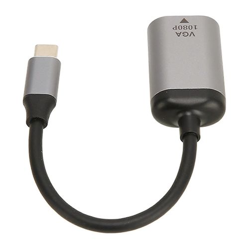 Adaptateur USB C vers VGA Alliage daluminium 1920x1200 60Hz Transmission stable Type C vers VGA Adaptateur compatible avec Ordinateur portable de bureau-YM