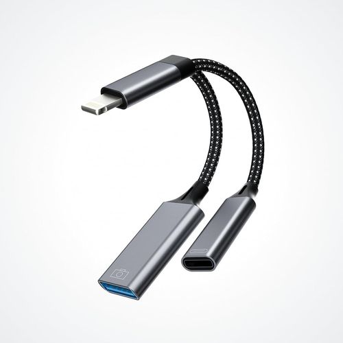 Adaptateur Usb Iphone Otg 3.0 Vers Lightning Jack(2 En 1) Chargeur Cable Usb A Prise Camera Flash Disque Charger Certifi Apple Mfi Pour 14 13 12 11 Pro Max 7 8 Plus X Se Xs Xr Ipad Air Tablette Cle