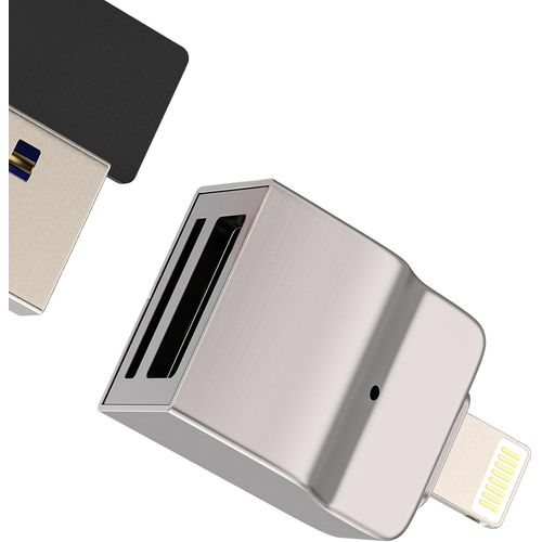 Adaptateur USB Lightning (2 en 1) Lecteur de carte Micro SD OTG 3.0 Port pour Apple iPhone 14 Pro Max pour iPad TF Memory Stick Transfert Compact Flash Connecteur pour iPad Android Appareil Photo