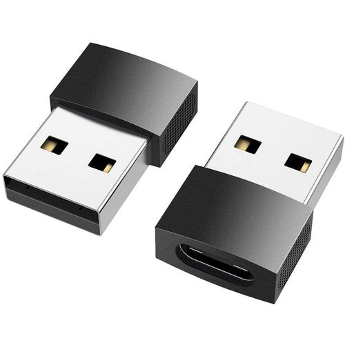 Adaptateur USB Type-A Femelle vers Type-C Male Noir pour MacBook Pro