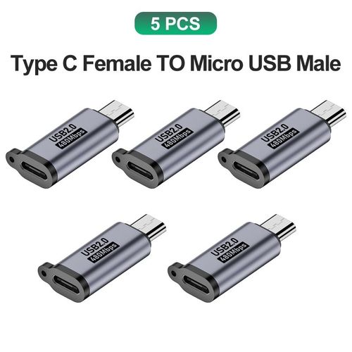 Adaptateur USB Type C vers Micro USB mle vers USB C 600 Abrters,Xiaomi,Samsung,chargeur,cble de donnes - Type 5x C to MicroUSB #B