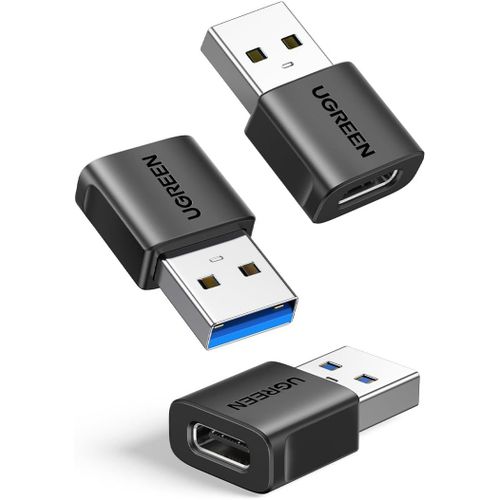 Adaptateur USB vers USB C 3.2 10Gbps Lot de 3 Adaptateur USB C Femelle vers USB A Mle Charge Rapide Data Sync Compatible avec iPhone 14 13 Plus Pro Max MacBook iPad Pro Air Galaxy S24 A54
