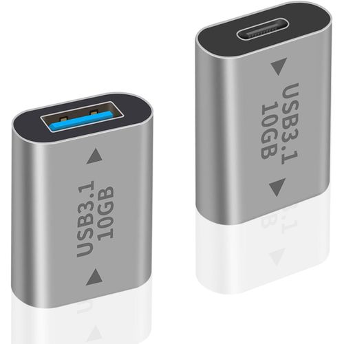 Adaptateur USB vers USB Type C 10Gbps, Adaptateur USB A Femelle vers USB C Femelle, USB Femelle vers USB C pour Synchronisation des Donnes et Recharge, pour iPhone, MacBook Pro,PC (2 Pack)
