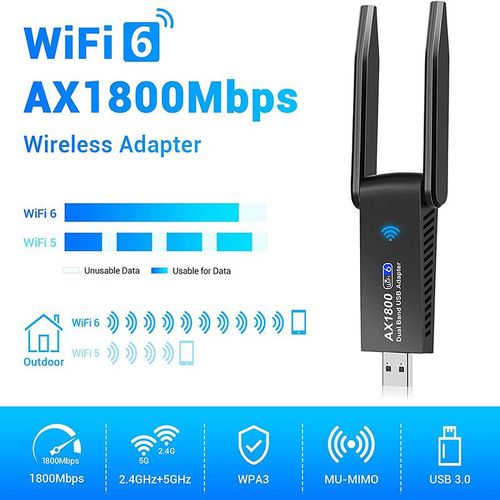 Adaptateur Usb Wi-fi 6 802.11ax, 1800mbps, Carte Rseau Sans Fil, Pour Ordinateur De Bureau Et Portable, Windows 7/10/11, 5/2.4ghz