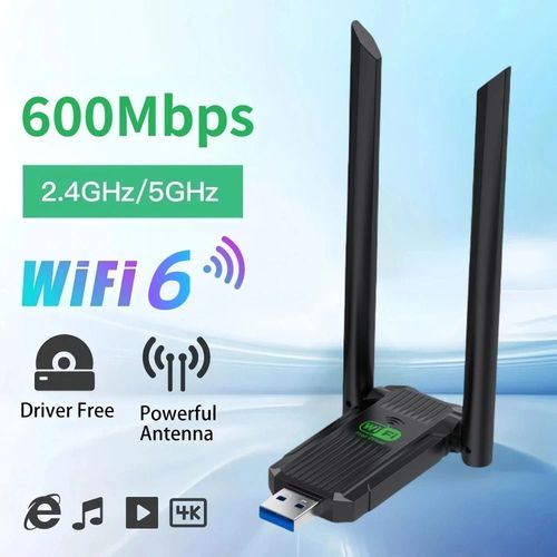 Adaptateur WiFi 6 USB 1800Mbps,5G/2.4GHz,Dongle Wi-fi USB3.0,carte rseau sans fil 802.11ax,antenne  Gain lev pour Windows 10 11 - Type 600Mbps #A