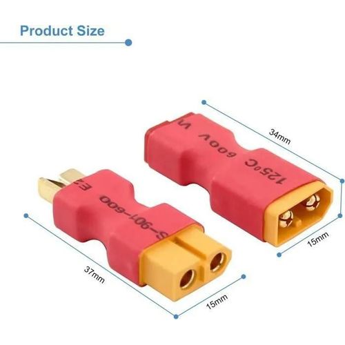 Adaptateur Xt60 Vers Prise En T Deans 2 Paires Connectivit Sans Fil Pour Les Drones Et Les Modles Rc Compatibilit Universelle