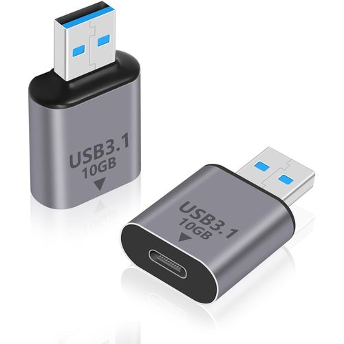 Adaptateurs Usb A Vers Usb C 10Gbps, Adaptateur Type C Femelle Vers A Mle Otg Charge Rapide Pour Iphone, Macbook, Pc, Ordinateur Portable (2 Pack)[GBP6274424]