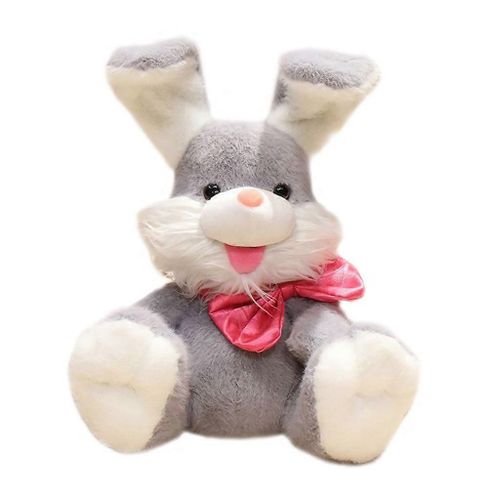 Adorable lapin en peluche lectrique de dessin anim, jouet en peluche doux, jouet  cache-cache-Gris