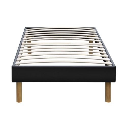 Adrien - Solide Et Confortable Sommier Tapissier Noir + Pieds En 20 Cm Pour Matelas En 90x200 - 13 Lattes - Montage Rapide Et Facile - Revetement Tissu Polyester Facile D'entretien