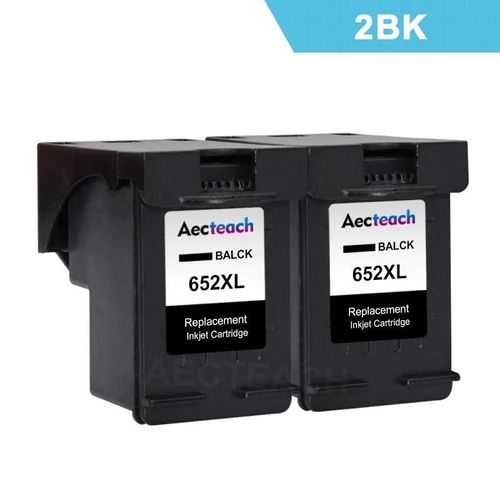 Aecteach Compatible Pour Hp 652 652xl Cartouche D'encre De Remplacement Pour Hp652 Deskjet 1115 1118 2135 2136 2138 3635 3636 3638 3838-2 Pice Noire