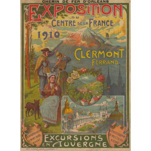 Affiche Excursions En Auvergne 1910