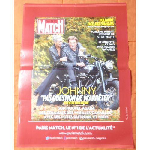 Affiche Plie Format 80x60 Paris Match Johnny Hallyday Laeticia
