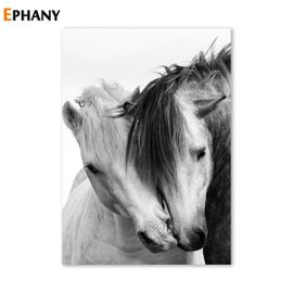 Affiches Et Imprimes De Cheval Noir Et Blanc D Art Mural D Animal Sauvage Citation Moderne Peinture Sur Toile Images Pour La Decoration De La Maison Du Salon Rakuten