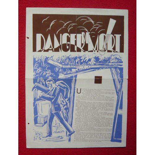 Affichette Du Film Danger De Mort (1932) 